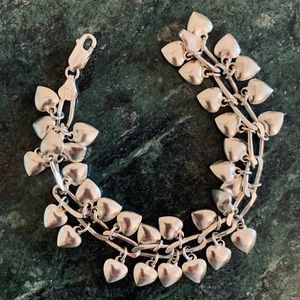 Sterling Silver Hearts Charm Bracelet 7 1/2”